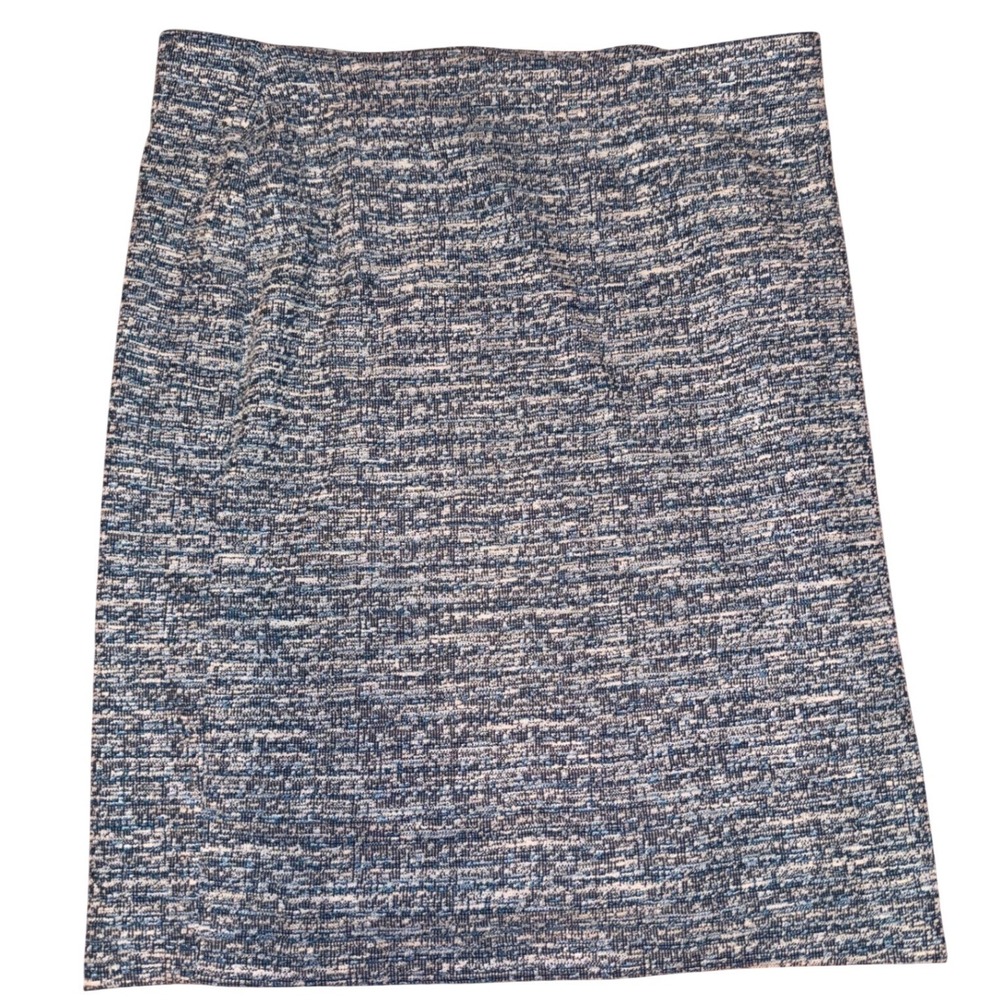 Ann Taylor Tweed Sheath Skirt Blue White Business Casual Work Knee Length Size L